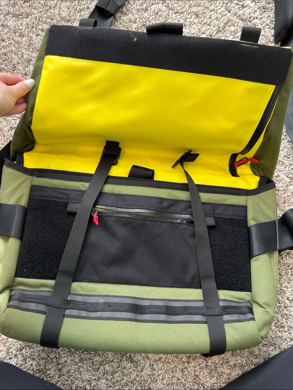 Topo Designs Olive Green Messenger/Computer Bag with Adjustable Strap